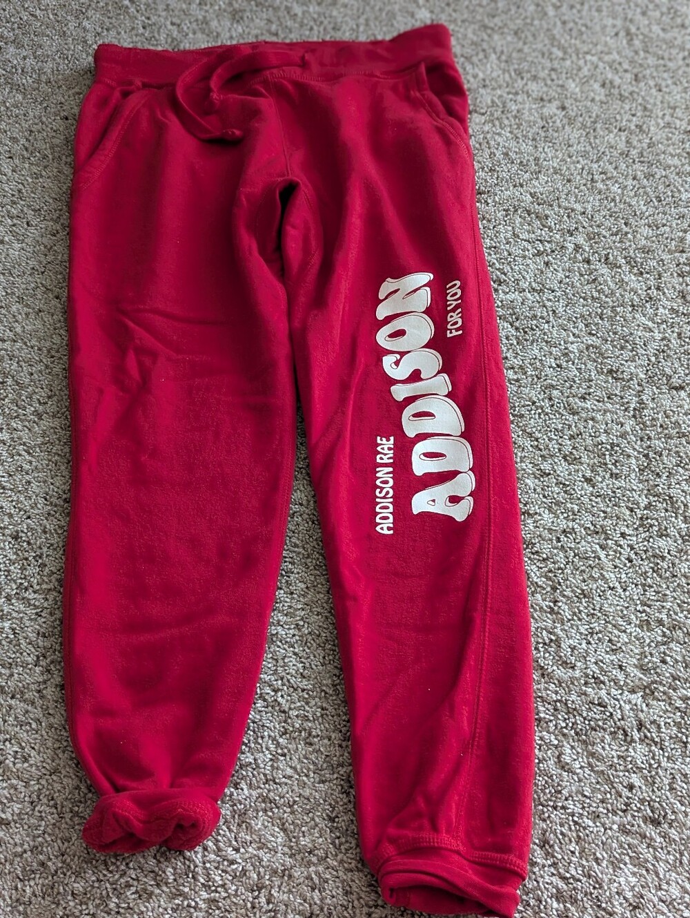 ADDISON RAE RED JOGGERS SIZE LARGE